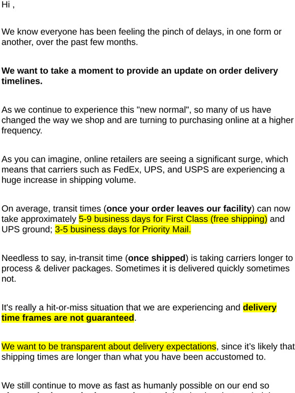 Shipping & Delivery Update 🚚