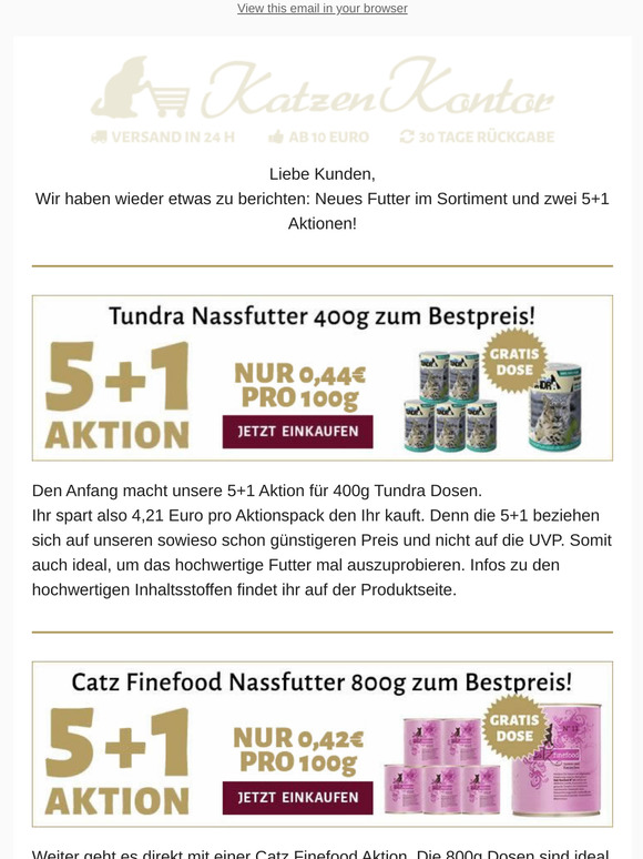 Gleich zwei 5+1 Aktionen: Catz Finefood und Tundra