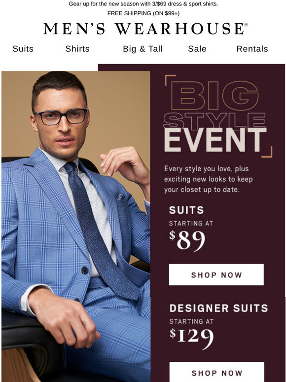 Men's Wearhouse: Big Style Event starts today! $89 suits | Milled