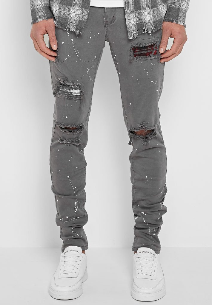 Manière De Voir The Paint Splatter Check & Denim Shirt Milled