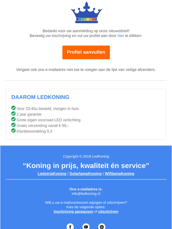 Welkom bij de LedKoning nieuwsbrief
