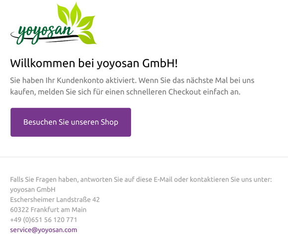 Bestätigung des Kundenkontos