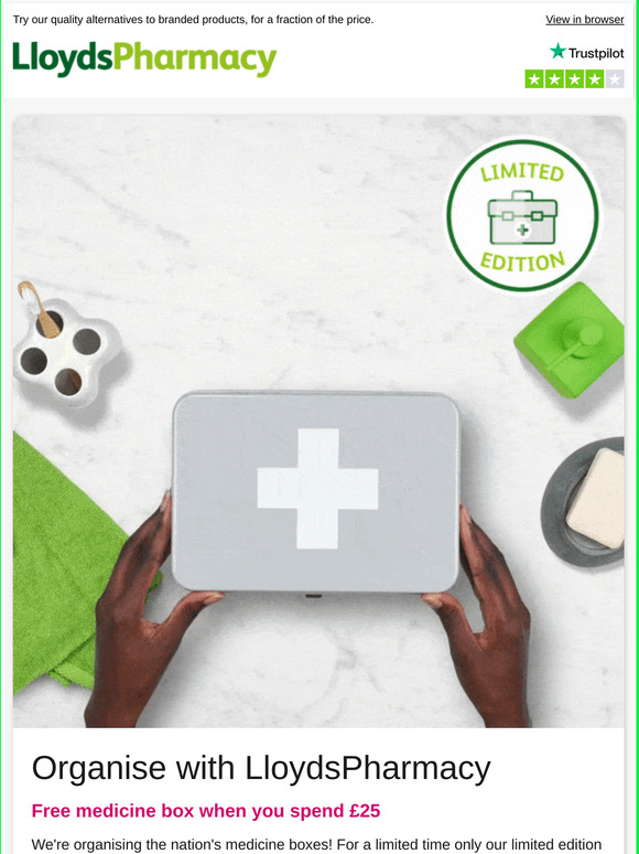 Lloyds Pharmacy Online Doctor Get a FREE medicine box when you spend