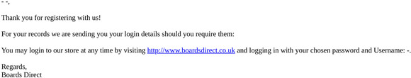 Your Boards Direct Registration Details