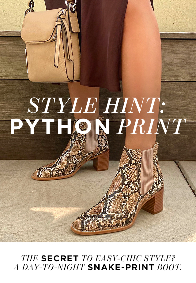 vince camuto snake print booties