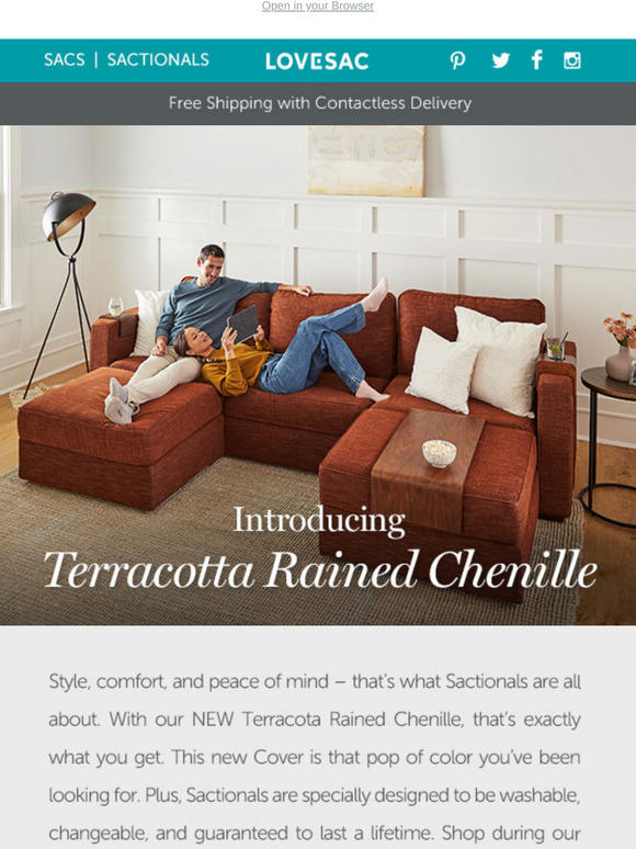 LoveSac NEW COVER ALERT Terracotta Rained Chenille! Is it time for