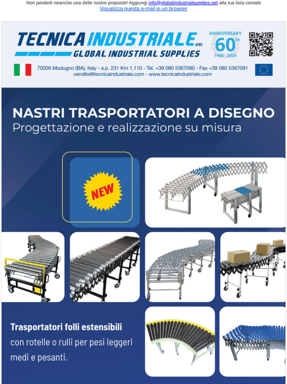 trasportatori estensibili a disegno: progettazione e realizzazione su misura