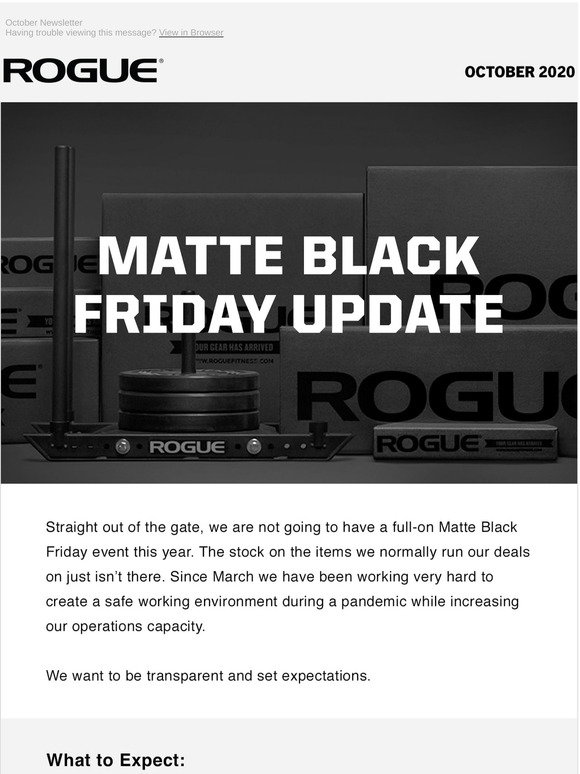 Rogue Fitness Matte Black Friday Update Milled