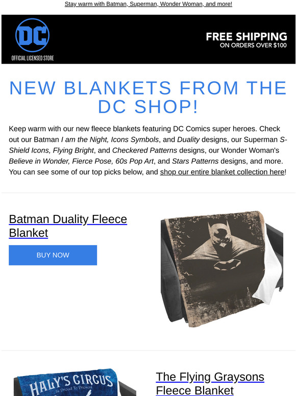 See our new Super Hero fleece blankets!