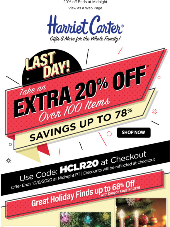 Harriet Carter Extra 20 off ALL Clearance Sale Ends Tonight! Shop Now