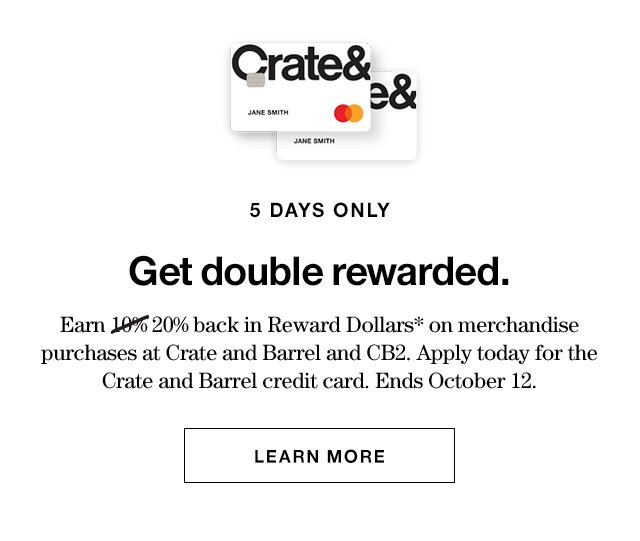 Crate And Barrel Treat Yourself With Double Rewards Milled