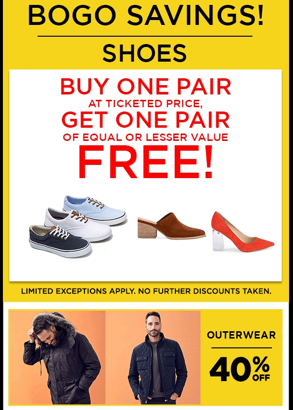 buy one pair of shoes get one free