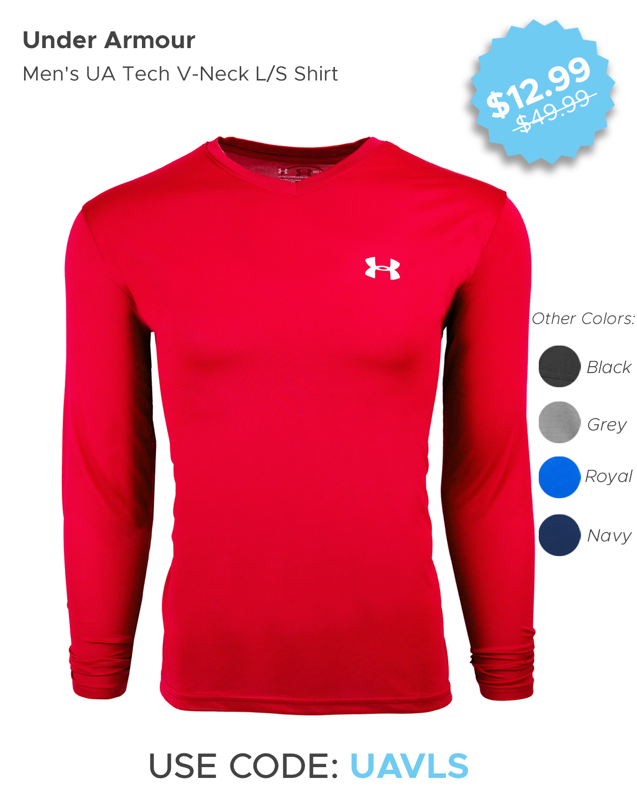 under armour long sleeve v neck mens