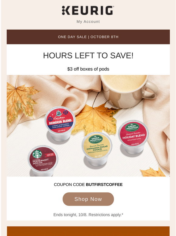 Keurig: Hours Left to Get $3 Off Boxes 