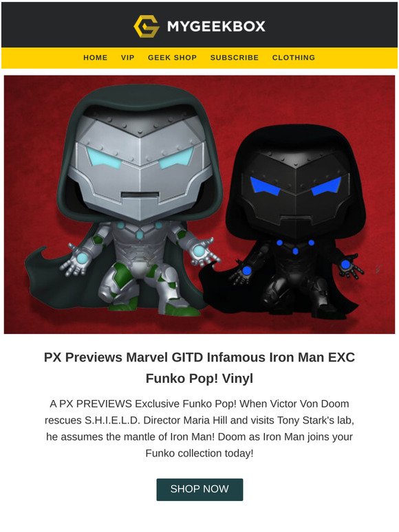 NEW! PX Previews GITD Infamous Iron Man EXC Pop! Vinyl