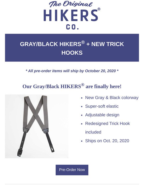 Gray HIKERS® + New Trick Hooks! Ships by Oct. 20