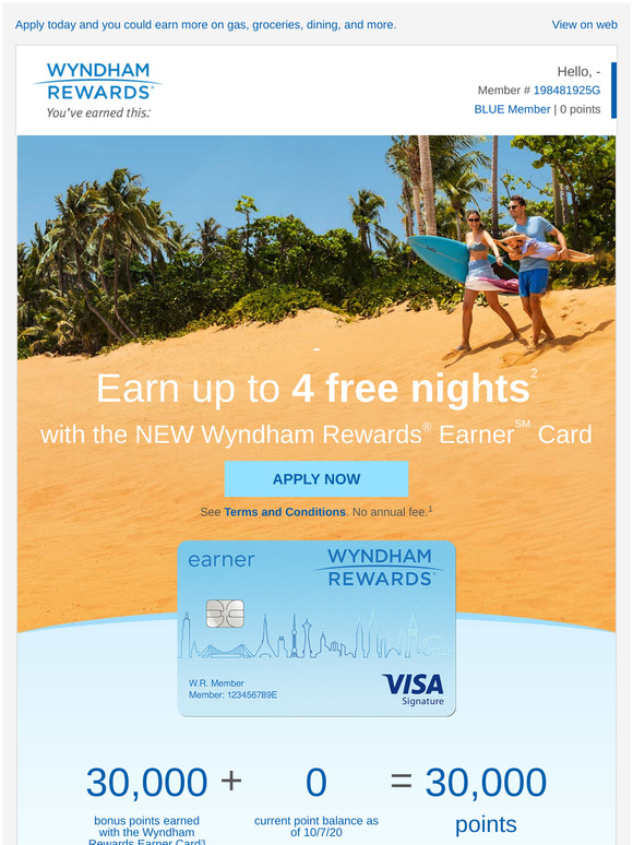 Get 30,000 Bonus Points with the NEW Wyndham Rewards® Earner℠ Card
