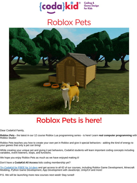 Codakid Announcing Roblox Pets Course Has Released Milled - roblox event listener