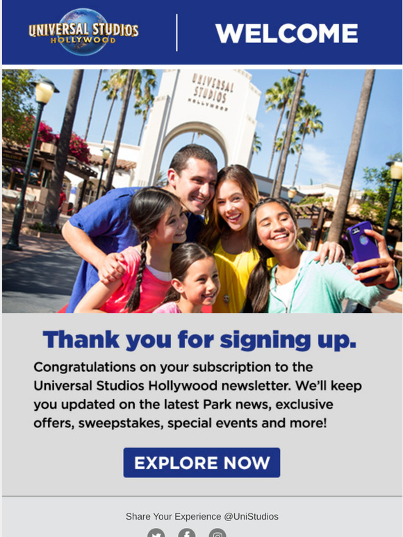 Universal Studios Hollywood™: Thanks for Signing Up for Universal ...