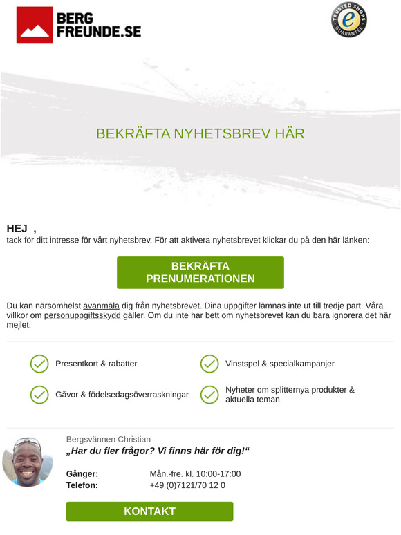 Bekräfta nyhetsbrev nu!