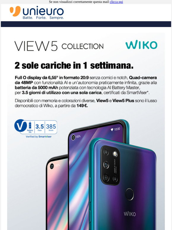 unieuro it: Scopri Wiko View 5: batteria extra large con AI 🔋 | Milled