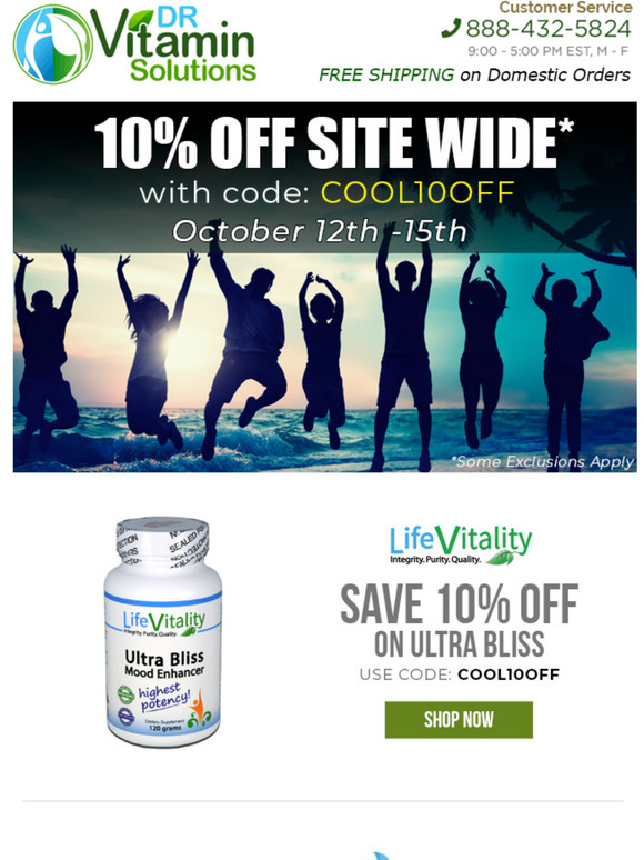 DR Vitamin Solutions Site Wide Sale on All Products Milled