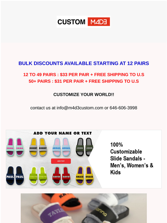 100% CUSTOMIZABLE SLIDES & SNEAKERS