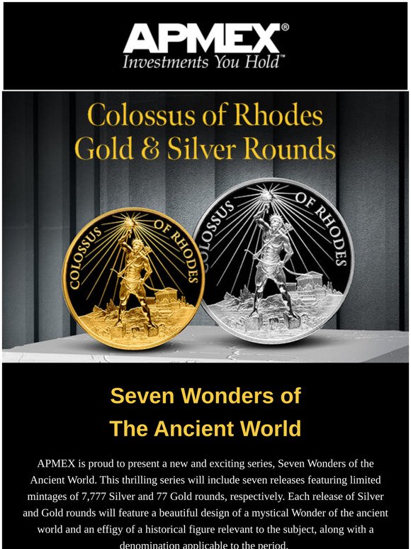 7 Wonders Of The Ancient World Series Colossus of Rhodes 1 oz Silver BU Round 
