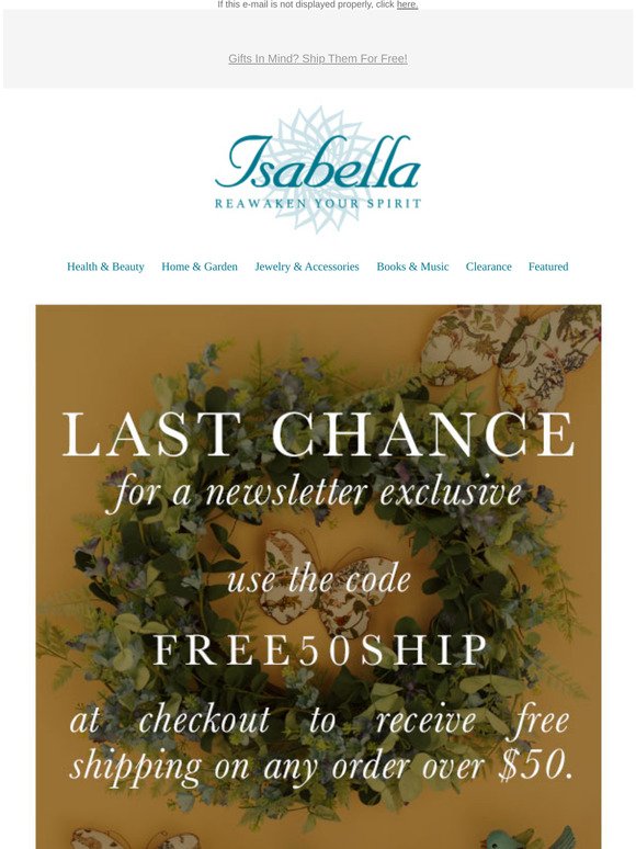 Isabella Catalog Free Shipping On Orders 50+ Milled