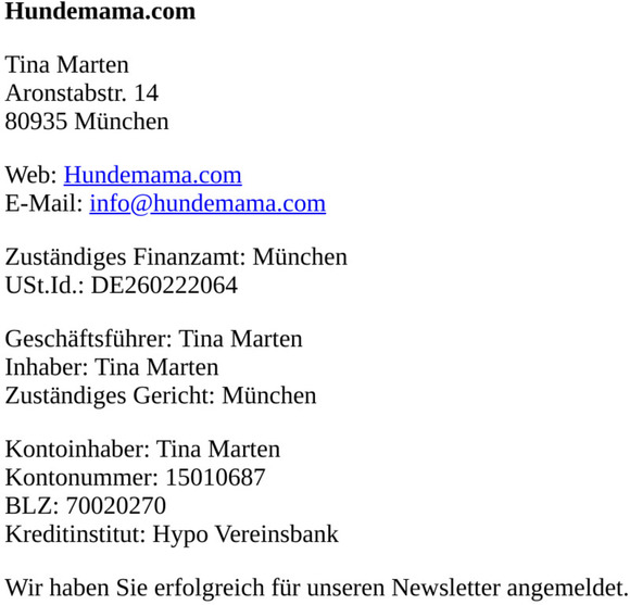 Newsletter Anmeldung erfolgreich