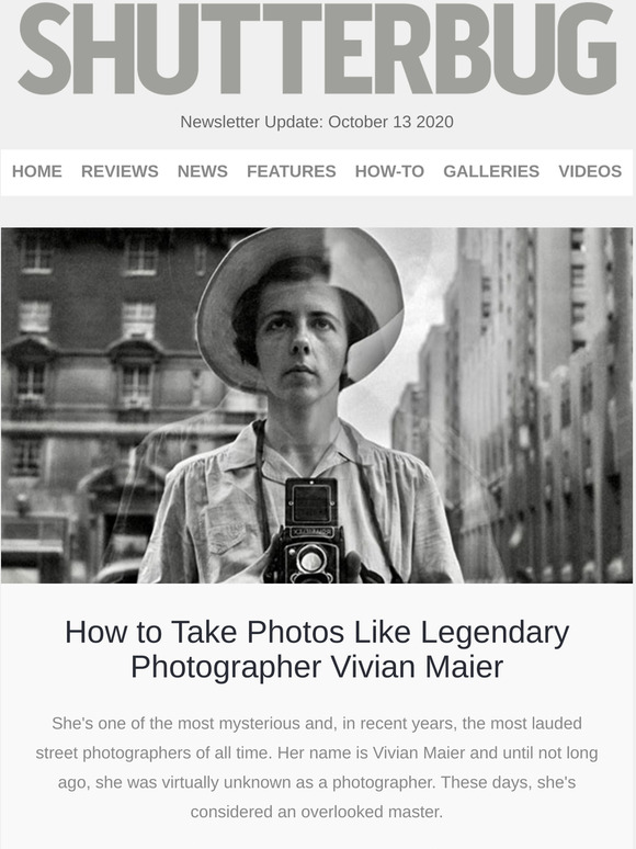 Shutterbug Newsletter: How to Take Photos Like Vivian Maier; Understanding ISO; Photoshop Elements 2021 Review
