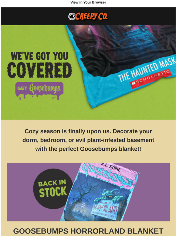 Creepy Co BACK IN STOCK 📚 Grab your Goosebumps Blanket today! Milled
