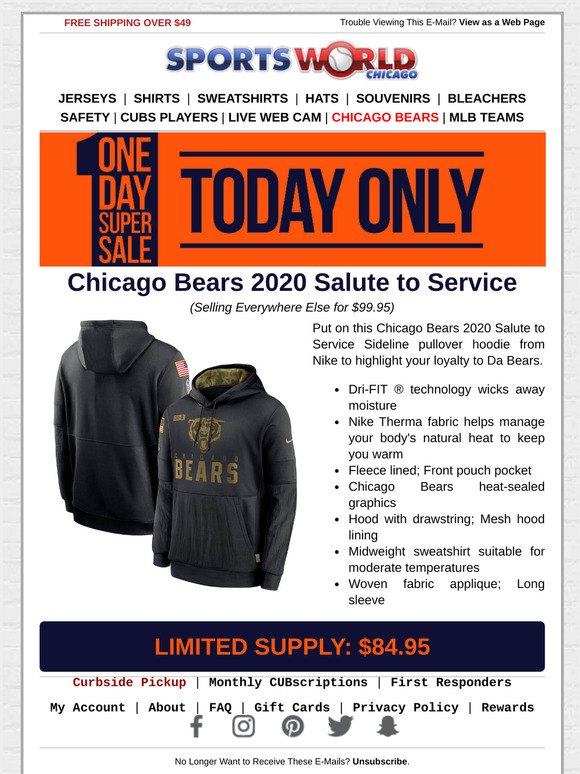 bears sweatshirt salute to service