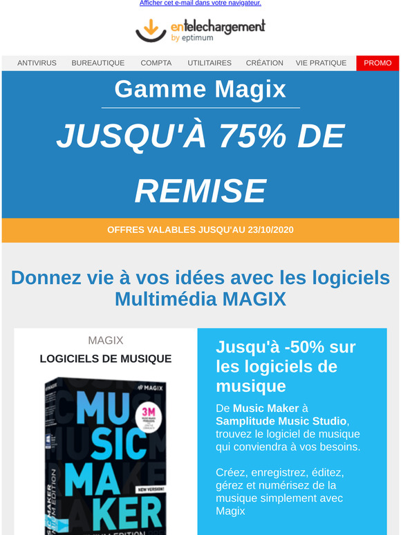 Jusqu'à -75% sur les logiciels Multimédia Magix