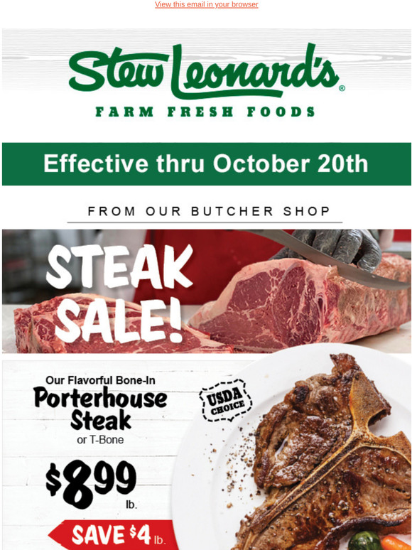 Stew Leonard's Gifts Weekly Specials STEAK SALE! Milled