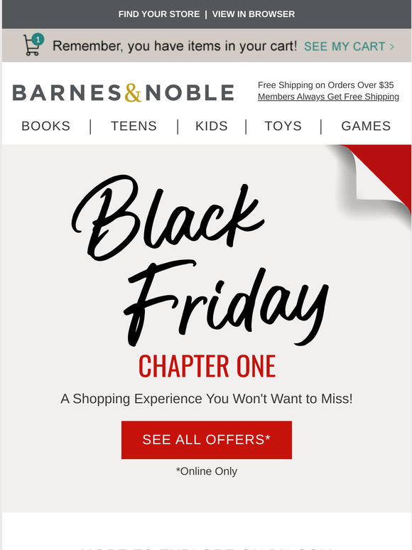 Barnes & Noble Black Friday Chapter One Starts Today Milled