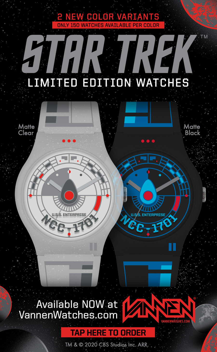 Vannen x Tom Whalen x Star Trek color variant watches