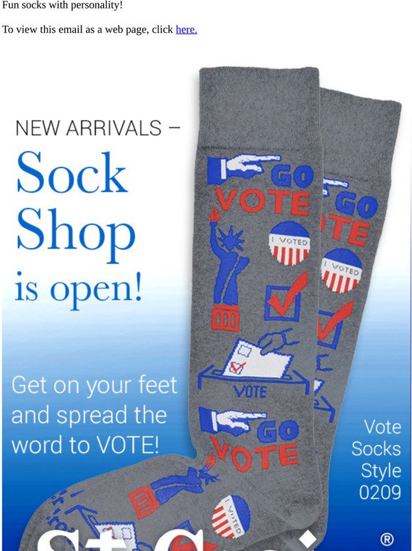“Fall Sock Shop is OPEN  +  New… Vote Socks are IN!”