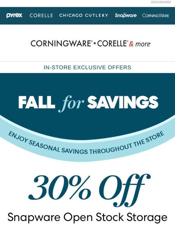 Corningware Corelle &amp; More Outlets: Savings in a Snap! | Milled