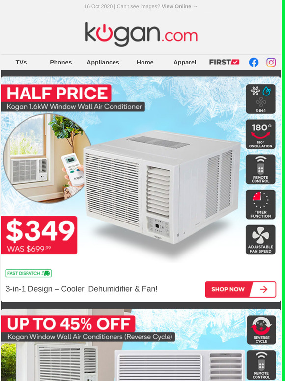 50 OFF 1.6kW Window Wall Air Conditioner 349 Milled
