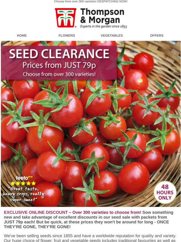 Thompson & SEED CLEARANCE from ONLY 79p a packet! Milled