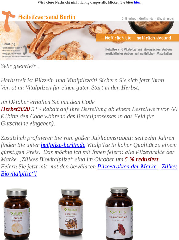 Herbstzeit- Vitalpilzzeit- 10 Jahre Heilpilzversand Berlin- feiern Sie mit!