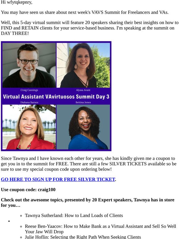Did you grab your FREE Ticket to next week's VA Virtual Summit?