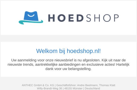 Welkom bij hoedshop.nl!