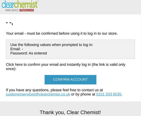Account confirmation for --