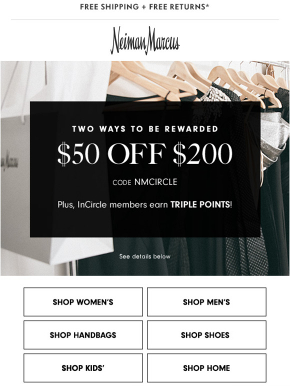 Neiman Marcus: Ends tonight! $50 off + Triple Points | Milled