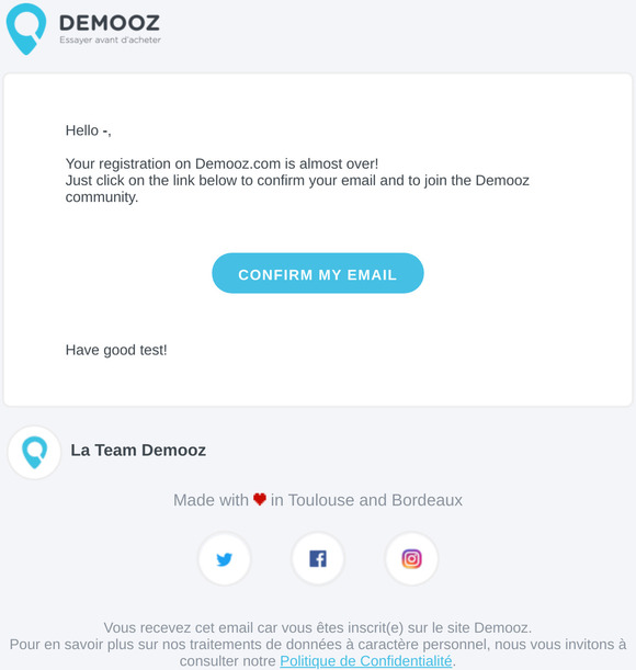Confirm your sign up on Demooz