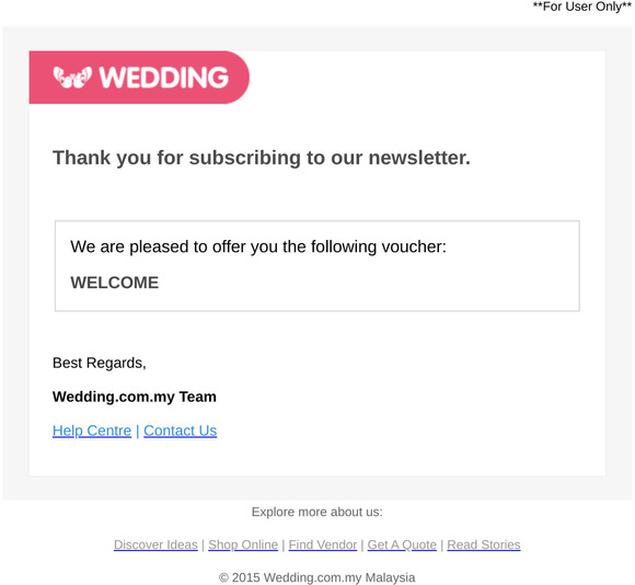 [Wedding Shop] Newsletter voucher