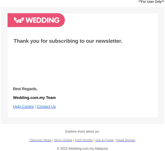 [Wedding Shop] Newsletter confirmation