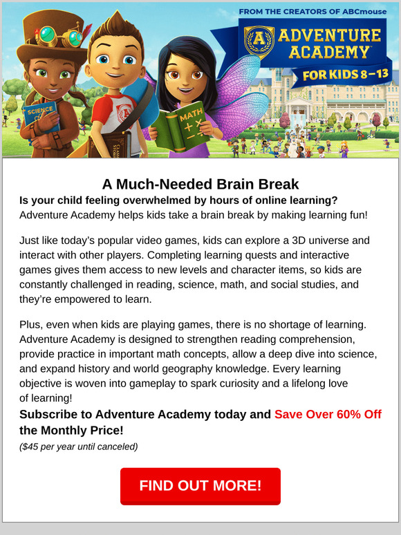 Adventure Academy: Change Up Your Learning Routine, Get Over 60% | Milled